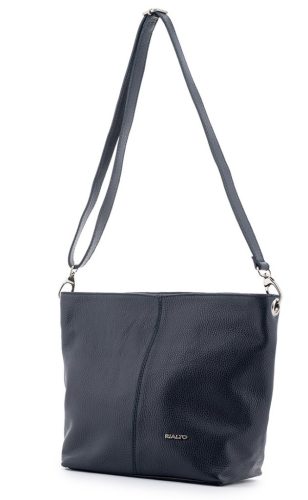 Rialto sötétkék női bőr válltáska, levehető pántos 23x25x13 cm