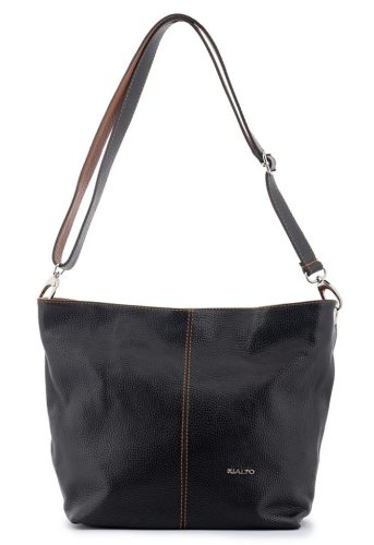 Rialto sötétkék-barna női bőr válltáska, levehető pántos 23x25x13 cm