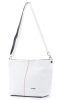 Rialto fehér-fekete női bőr válltáska, levehető pántos 23x25x13 cm