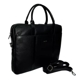   Rialto olasz fekete színű bőr laptoptáska 15,6"   38 × 28 cm