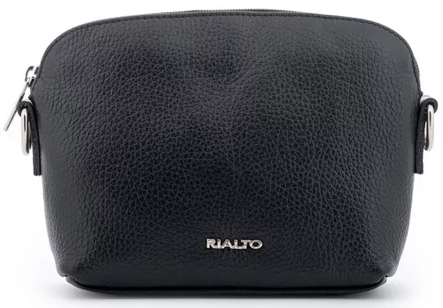 Rialto olasz fekete női bőr oldaltáska, crossbody 21 × 15 × 6,5 cm