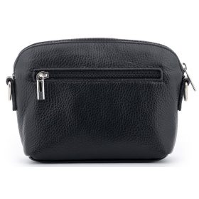   Rialto olasz fekete női bőr oldaltáska, crossbody 21 × 15 × 6,5 cm