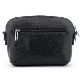   Rialto olasz fekete női bőr oldaltáska, crossbody 21 × 15 × 6,5 cm