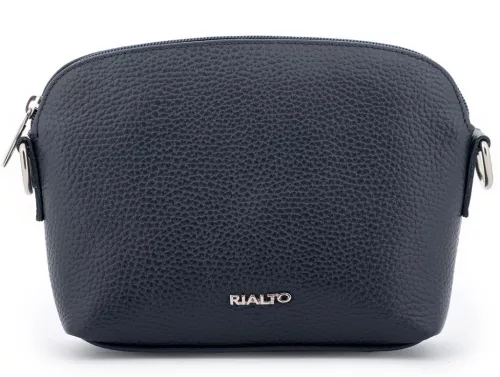 Rialto olasz sötétkék női bőr oldaltáska, crossbody 21 × 15 × 6,5 cm