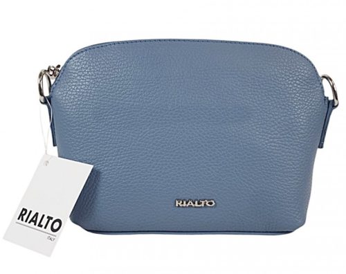 Rialto olasz petrolkék női bőr oldaltáska, crossbody 21 × 15 × 6,5 cm