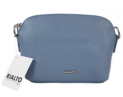 Rialto olasz petrolkék női bőr oldaltáska, crossbody 21 × 15 × 6,5 cm