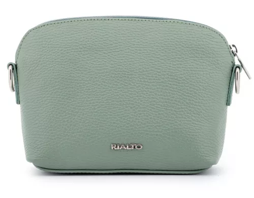 Rialto olasz világos zöld női bőr oldaltáska, crossbody 21 × 15 × 6,5 cm
