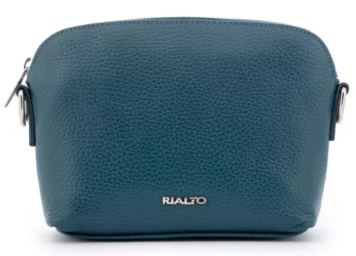 Rialto olasz türkizzöld női bőr oldaltáska, crossbody 21 × 15 × 6,5 cm