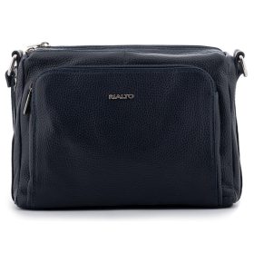   Rialto sötétkék tripla rekeszes női bőr válltáska 27 x 19 x 9 cm