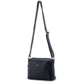   Rialto sötétkék tripla rekeszes női bőr válltáska 27 x 19 x 9 cm