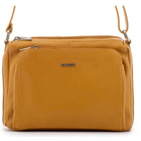   Rialto okkersárga tripla rekeszes női bőr válltáska 27 x 19 x 9 cm