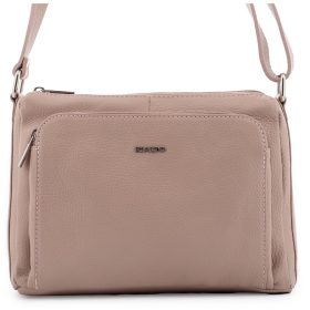   Rialto púderszín tripla rekeszes női bőr válltáska 27 x 19 x 9 cm