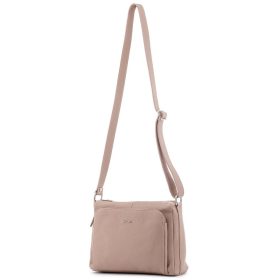   Rialto púderszín tripla rekeszes női bőr válltáska 27 x 19 x 9 cm