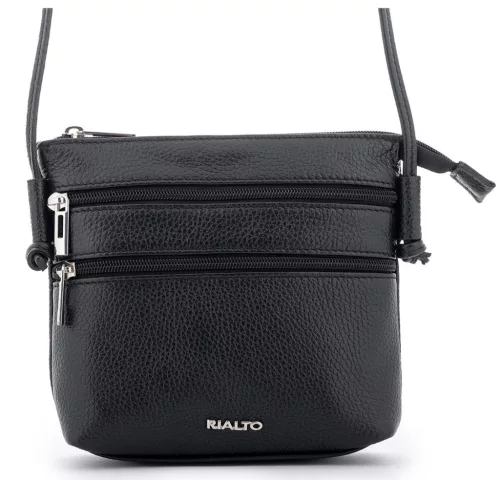 Rialto olasz fekete női bőr oldaltáska, crossbody 18 x 18 x 4,5 cm