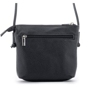   Rialto olasz fekete női bőr oldaltáska, crossbody 18 x 18 x 4,5 cm