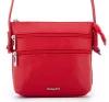 Rialto olasz piros női bőr oldaltáska, crossbody 18 x 18 x 4,5 cm