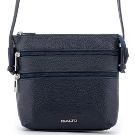   Rialto olasz sötétkék női bőr oldaltáska, crossbody 18 x 18 x 4,5 cm