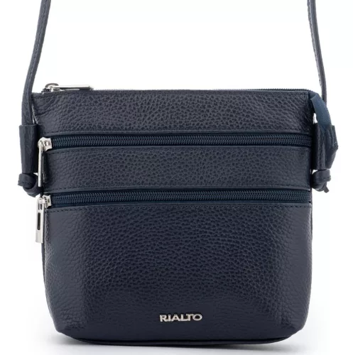 Rialto olasz sötétkék női bőr oldaltáska, crossbody 18 x 18 x 4,5 cm