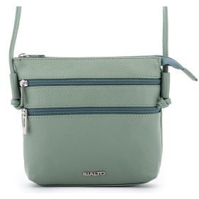   Rialto olasz világos zöld női bőr oldaltáska, crossbody 18 x 18 x 4,5 cm