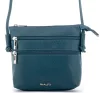 Rialto olasz türkizzöld női bőr oldaltáska, crossbody 18 x 18 x 4,5 cm
