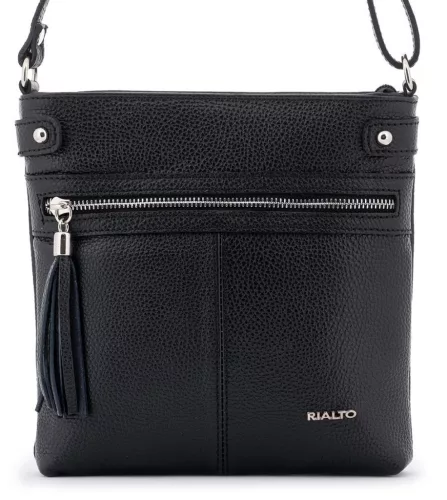 Rialto fekete női bőr válltáska, crossbody 22 x 22 x 4 cm