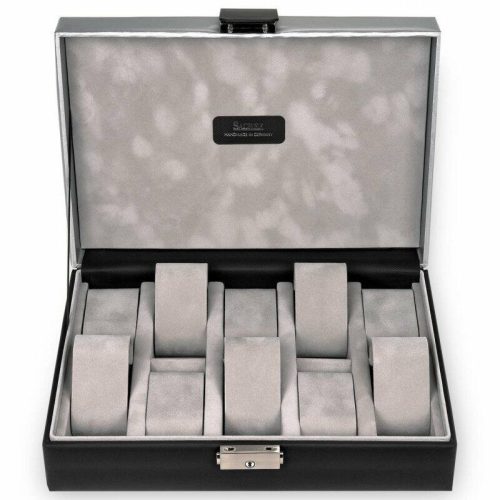 Sacher: 10 db-os fekete-silver karóratartó doboz