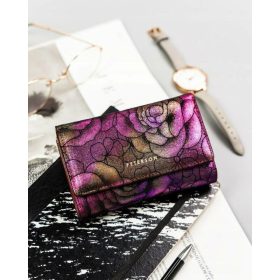   Peterson mintás, lila női bőr pénztárca RFID védelemmel 14×9 cm