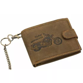   GreenDeed Chopper barna, motoros bőr pénztárca, RFID védett