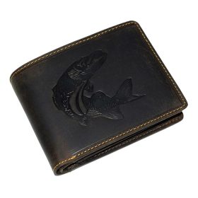   GreenDeed horgász bőr pénztárca csuka mintával 12,3 x 9 cm