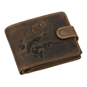   GreenDeed horgász bőr pénztárca csuka mintával 12,3 x 9 cm