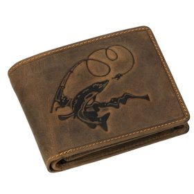   GreenDeed horgász bőr pénztárca csuka mintával 12,3 x 9 cm