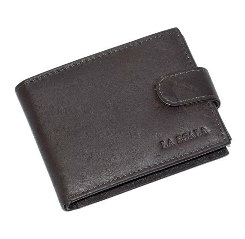 Férfi bőr pénztárca sötétbarna színben 11 × 8 cm
