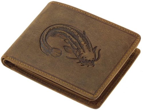 GreenDeed horgász bőr pénztárca harcsa mintával 12 x 9,5 cm
