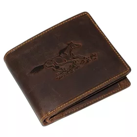   GreenDeed barna bőr pénztárca ló motívummal 12,3 × 9 cm