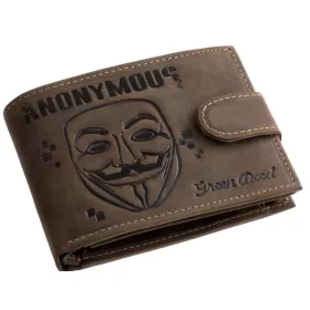   GreenDeed átfogópántos bőr pénztárca Anonymous mintával