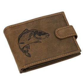 GreenDeed horgász bőr pénztárca ponty mintával, RFID védelemmel