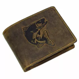   GreenDeed horgász bőr pénztárca süllő mintával 12,3 x 9 cm