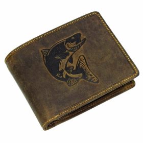  GreenDeed horgász bőr pénztárca süllő mintával 12,3 x 9 cm