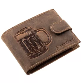   GreenDeed férfi bivalybőr pénztárca söröskorsó mintával 12 × 9,2 cm