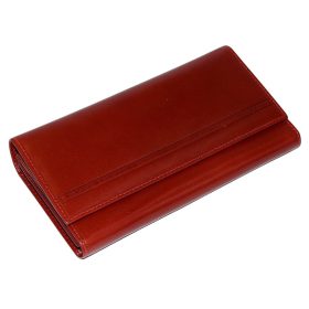 S.Belmonte női piros bőr pénztárca, brifkó 20 × 10 cm