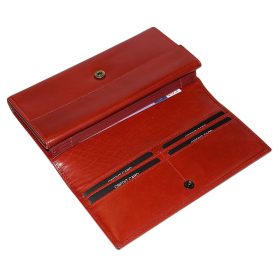 S.Belmonte női piros bőr pénztárca, brifkó 20 × 10 cm