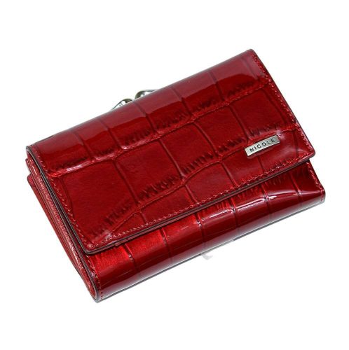  Nicole: Krokó mintás piros lakkbőr női pénztárca 12 x 8,5 cm