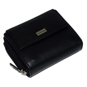  La Scala kisméretű, női fekete bőr pénztárca 12,5 × 10 cm