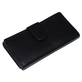   La Scala nagyméretű, női fekete színű bőr pénztárca 18,2 × 10 cm