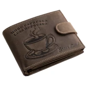   GreenDeed férfi bivalybőr pénztárca kávéscsésze mintával 12 × 9,2 cm