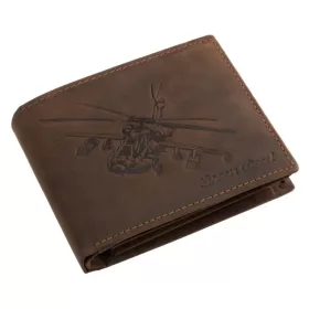   GreenDeed bőr pénztárca harci helikopter mintával 12 × 9,2 cm