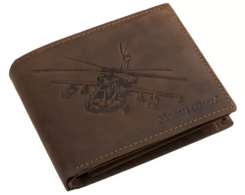 GreenDeed bőr pénztárca harci helikopter mintával 12 × 9,2 cm