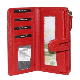   La Scala piros színű női nagyméretű bőr pénztárca  19 x 10,5 cm