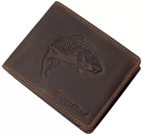 GreenDeed horgász bőr pénztárca ponty mintával 12,3 x 9 cm