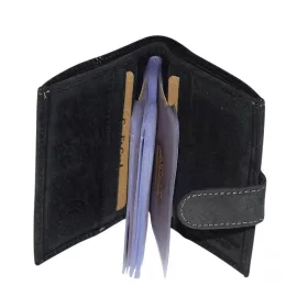   GreenDeed átkapcsos, fekete bőr kártyatartó 10,5 × 7,8 cm